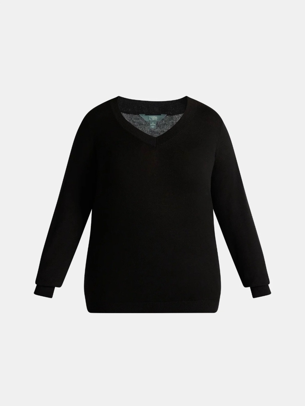 Terra & Sky Women's Plus V-Neck Fine Gauge Pullover Sweater, Lightweight, 0x